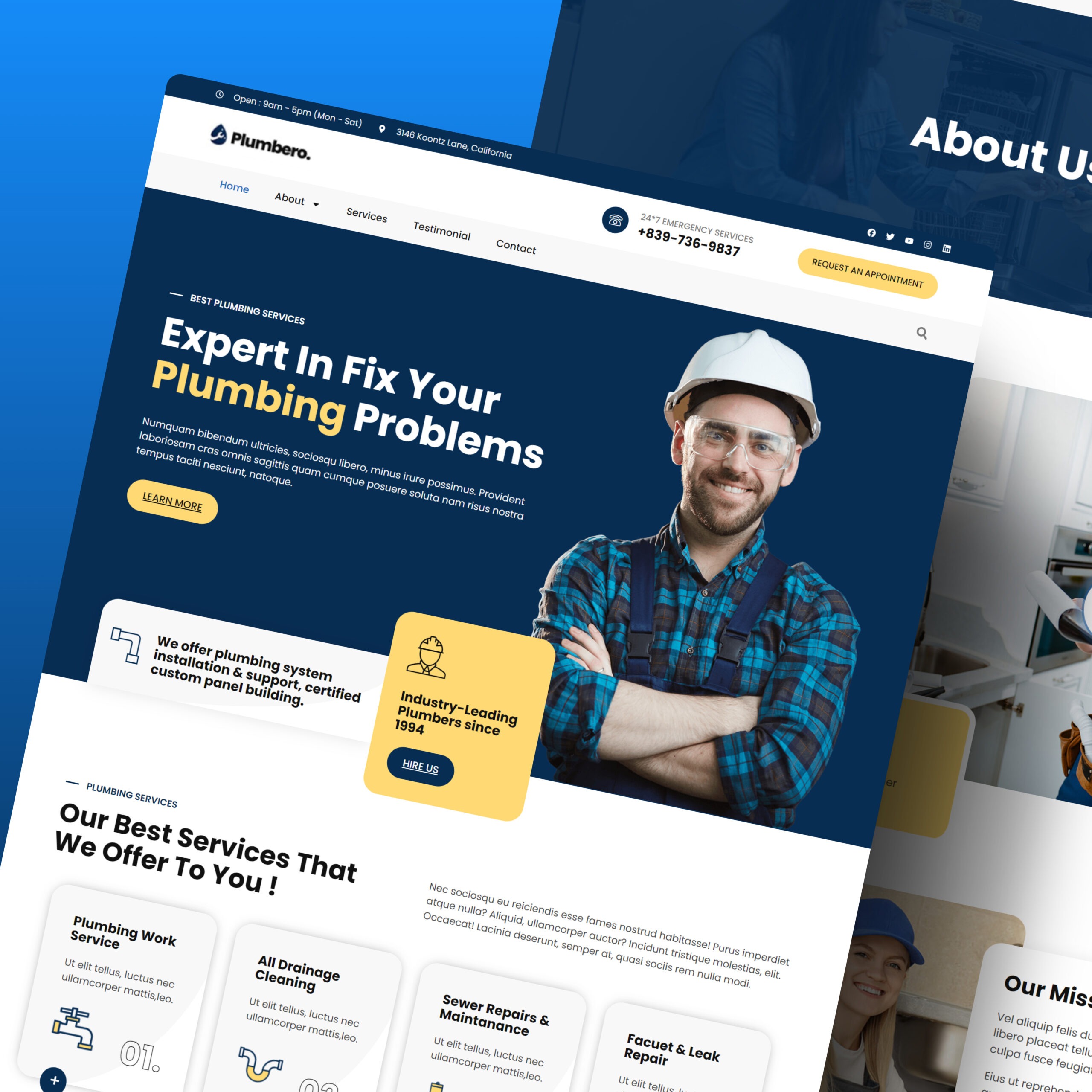 Plumbing Contractor Business Website Design