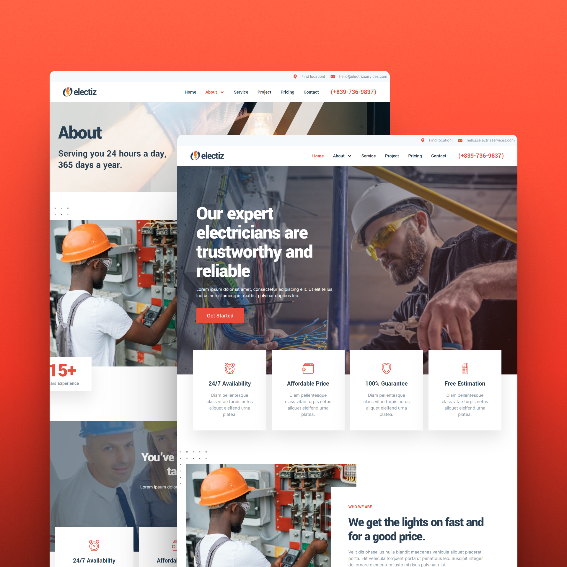 Electrician website design template